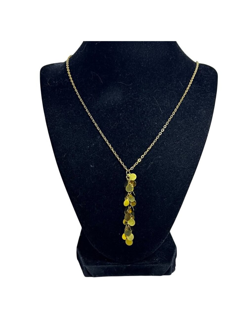 Gold Tone Cable Chain Necklace With Dangling Pendant (6540)